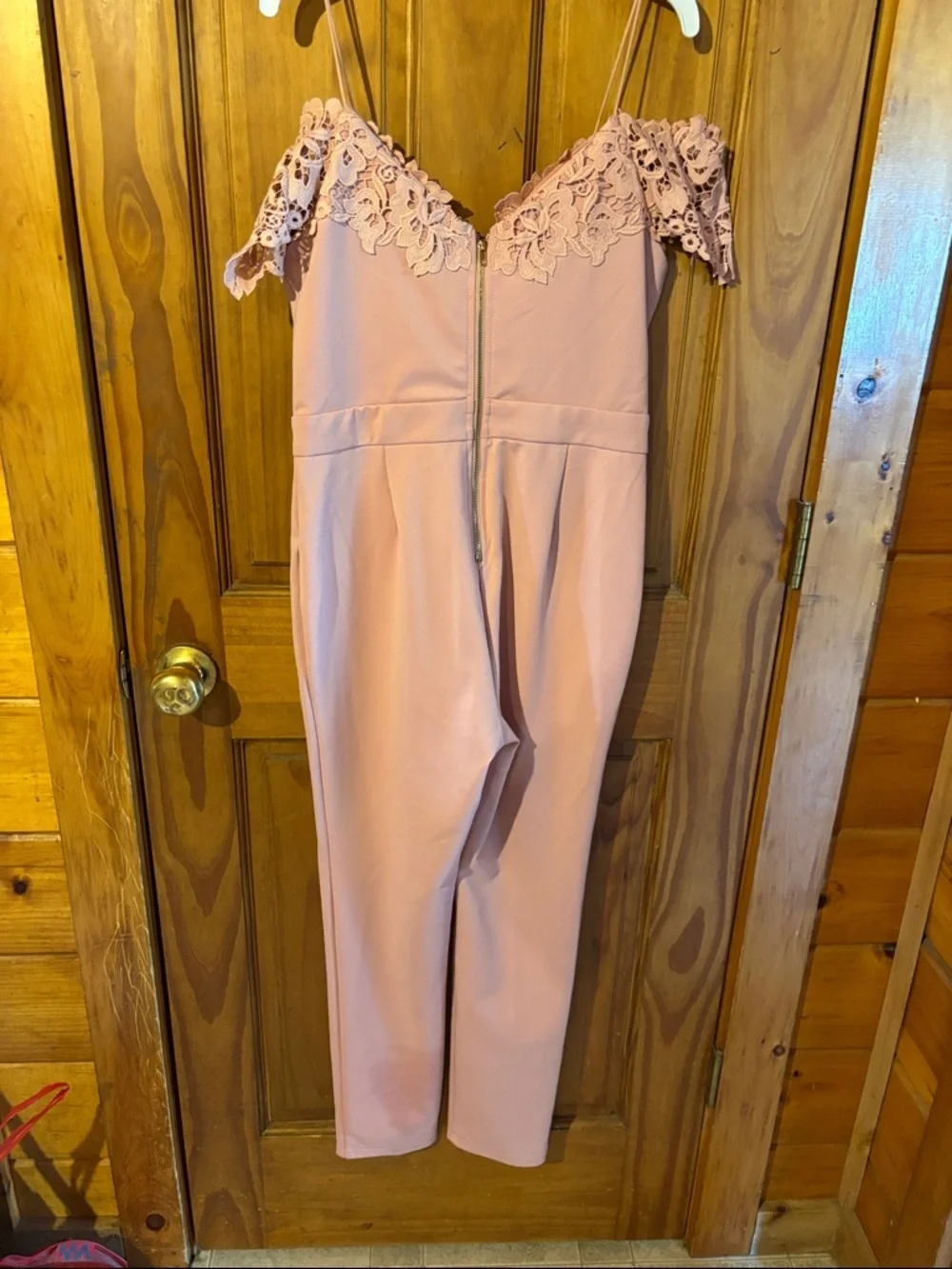 Forever 21  Pink Lace V-Neck Jumpsuit